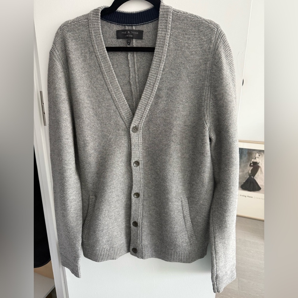 Rag & Bone Gray Wool Cardigan Sweater for Men Medium M